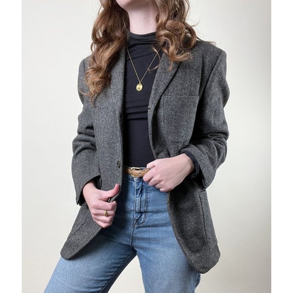 Vintage Union Made Hand Woven Scottish Harris Tweed Wool Oversized Blazer Jacket - Picture 5 of 5